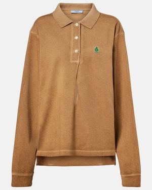 Prada Oversized Cotton Pique Polo Shirt - Brown