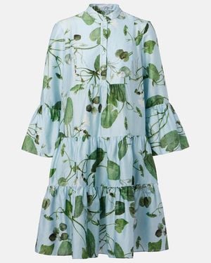 Erdem Tiered Floral Cotton Minidress - Blue