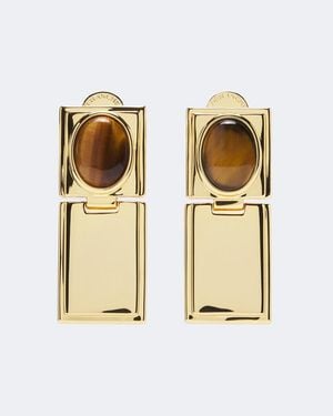 DEHANCHE Signet Stone Tiger's Eye 18Kt-Plated Earrings - Metallic