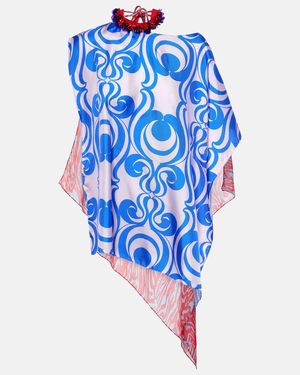 Dries Van Noten Embellished Printed Silk-Blend Blouse - Blue