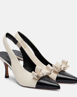 Chloé Alba 75 Bow-Detail Leather Slingback Court Shoes - Metallic