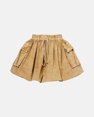 Ganni Cotton-Blend Miniskirt - Natural