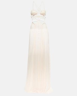 Nensi Dojaka Bridal Cutout Silk Chiffon Gown - White