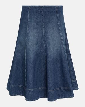 KHAITE Lennox Denim Midi Skirt - Blue