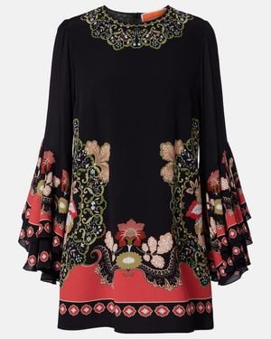 La DoubleJ Bedrucktes Minikleid Friday Aus Crepe - Schwarz