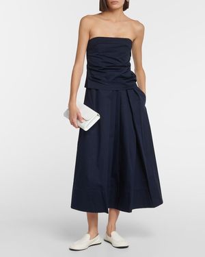 House of Dagmar Ruffled Stretch-crepe Strapless Midi Dress in White | Lyst  Canada