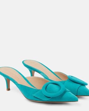 Gianvito Rossi Portofino 55 Suede Mules - Blue