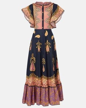 Valentino Paisley Ruffled Cotton Muslin Maxi Dress - Blue