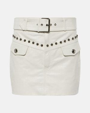 Alessandra Rich Croc-Effect Leather Miniskirt - White