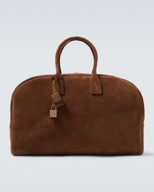 Saint Laurent Large Suede Duffel Bag - Brown