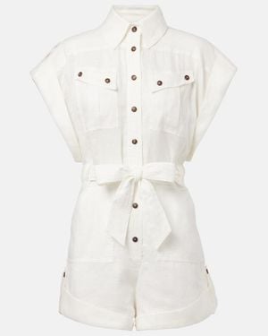 Zimmermann Linen Playsuit - White