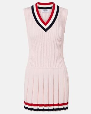 Thom Browne Pleated Cotton Minidress - Pink