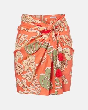 Poupette Tilda Gathered Printed Cotton Miniskirt - Orange