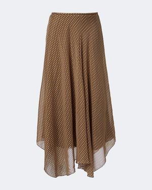 SIR. Cooper Asymmetric Printed Maxi Skirt - Brown