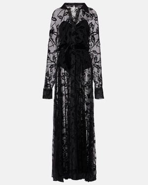 Norma Kamali Sheer Floral Mesh Maxi Dress - Black