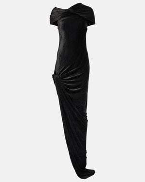 Rick Owens Lola Asymmetric Velvet Gown - Black
