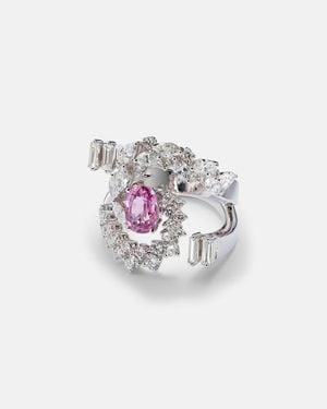 YEPREM Reign Supreme 18Kt Ring With Diamonds And Sapphire - White
