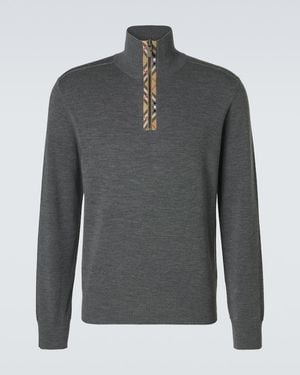 Burberry Wool Half-Zip Jumper - Grey