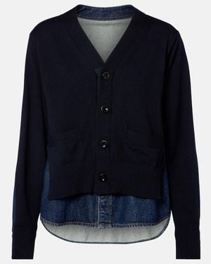 Sacai Cotton-Blend Cardigan - Blue