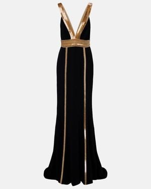 Costarellos Verzierte Robe Aus Crepe - Schwarz