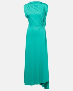 Victoria Beckham Asymmetric Gathered Jersey Midi Dress - Green
