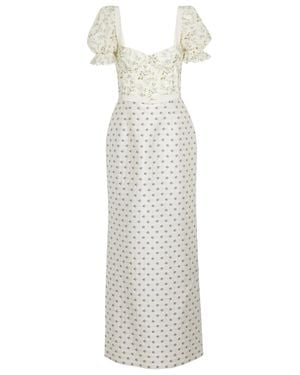 Brock Collection Floral Linen-blend Maxi Dress - White