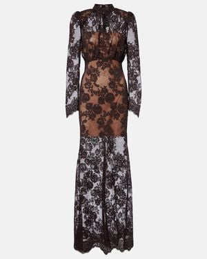 Self-Portrait Robe Aus Spitze Mit Pailletten - Braun