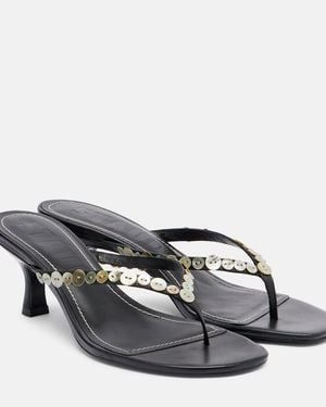 STAUD Freja Leather Thong Sandals - Grey