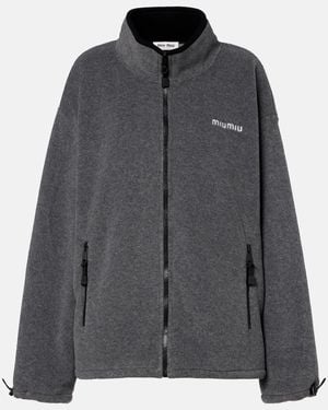 Miu Miu Logo Oversized Fleece Sweatshirt - Black