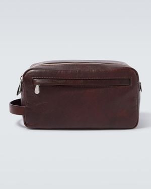 Brunello Cucinelli Leather Toiletry Bag - Brown