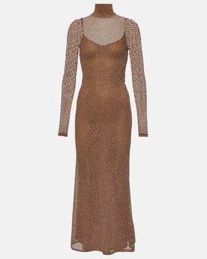Tom Ford Open-Knit Lurex Maxi Dress - Brown