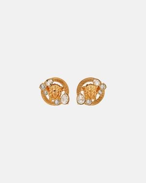 Versace Pendientes Medusa Con Cristales - Blanco
