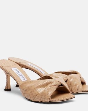 Jimmy Choo Skye Twist Snake-Effect Leather Mules - Natural