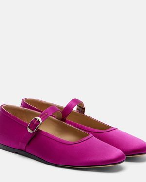 Le Monde Beryl Mary Jane Satin Ballet Flats - Purple