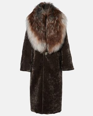 JACQUES WEI Shearling-Trimmed Coat - Brown