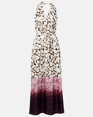 Dries Van Noten Printed Silk Twill Maxi Dress - White