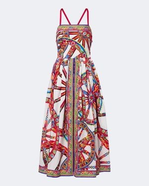 Dolce & Gabbana Carretto Gathered Cotton Poplin Midi Dress