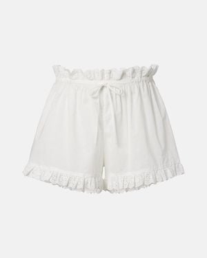 Poupette Cory Pointelle Cotton Shorts - White