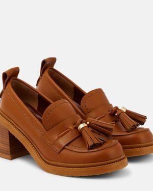 See By Chloé Skyie Leather Loafer Court Shoes - Brown