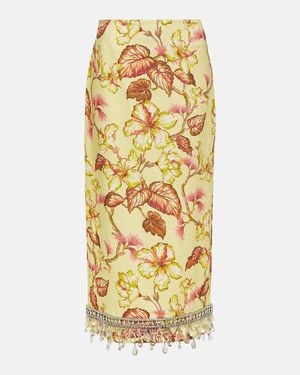 Zimmermann Matchmaker Floral Diamante Midi-Skirt - Metallic