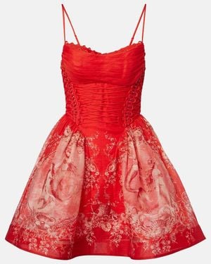Zimmermann Rebellion Linen And Silk Minidress - Red