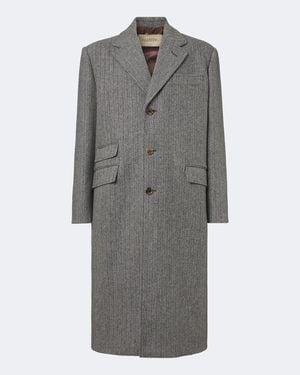 Valentino Herringbone Virgin Wool Coat - Grey