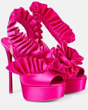 Christian Louboutin Froufrou Alta 150 Satin & Vinyl Platform Sandal - Pink