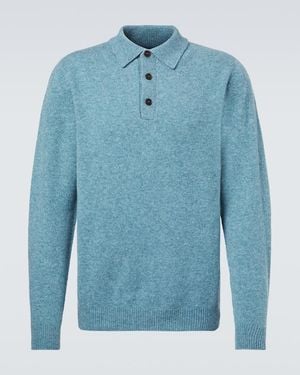 Sunspel Wool Polo Shirt - Blue