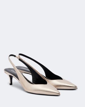 Isabel Marant Padim Metallic Leather Slingback Court Shoes - Natural