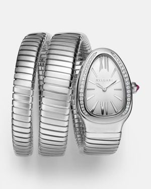 BVLGARI Uhr Serpenti Tubogas Mit Diamanten Und Rubellit - Mettallic