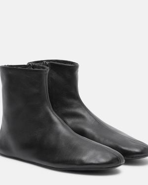 The Row Stella Shearling-Lined Leather Ankle Boots - Black