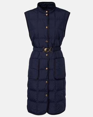Moncler Cygnette Belted Quilted Down Vest - Blue