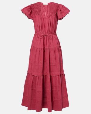 Ulla Johnson Marika Cotton And Silk Voile Maxi Dress - Red