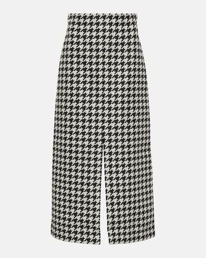 Burberry Houndstooth Pattern Midi Skirt, Brand Size 4 Us - Black